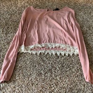 Pink crop top blouse